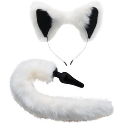 Tailz Komplet analnog čepa i ušiju White Fox, bijeli Cene