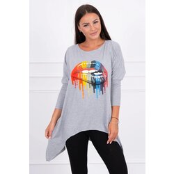 Kesi marka niezdefiniowana Blouse oversize with rainbow lips print gray Cene