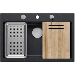 Quadron Kuhinjsko korito MARC WORKSTATION z dodatki, črn Cene