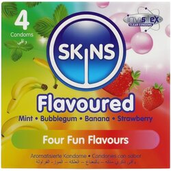 Skins aromatični kondomi - meta, žvečilni gumi, banana, jagoda (4 kos) Cene