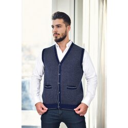 Dewberry 37376 Houndstooth Patterned Mens Knit Vest-NAVY Cijene
