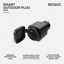 Deltaco SMART HOME Vanjska WiFi Utičnica, IP44, 13A, Crna Cene