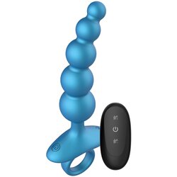 Play House Deep 5 Balls Anal Plug Vibrating with Remote Blue Cene