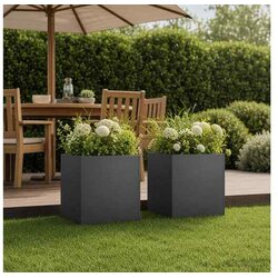 vidaXL Vrtna saksija 2 kom. Crna 35 x 35 x 35 cm Čelična vrata - Crna 35 x 35 x 35 cm 2 Cijene