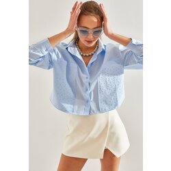 Bianco Lucci Women's Double Bag Pocket Stone Embroidered Shirt Cijene