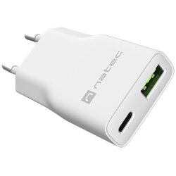 Natec polnilec RIBERA GaN SLIM, 20 W, PD 3.0 QC 3.0, GaN, USB-A, USB-C Cene
