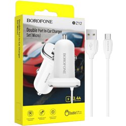 Borofone Auto punjač sa micro USB kablom, 2 x USB, 5 V/2.4 A, BZ12 Cene