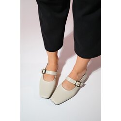 LuviShoes BLUFF Women's Beige Skin Flat Toe Flat Shoes Cene