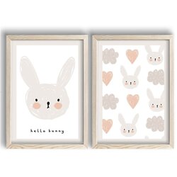 Wallity Otroške slike v kompletu 2 ks 38x53 cm Hello Bunny – Wallity Cene