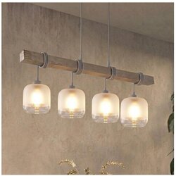 Brilagi Luster na sajli WOOD GLASS 4xE27/60W/230V borovina/siva/bela Cene