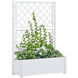 vidaXL Vrtna sadilica s rešetkom 100 x 43 x 142 cm PP bijela Cijene