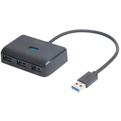 Deltaco USB-A hub 4x USB-A, , 5 Gbps, z dodatno vhodno močjo, ČRNA Cene