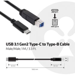 Club3d USB kabel USB 3.2 gen. 1 (USB 3.0) USB-C® vtič\, USB-B vtič 1.00 m CAC-1524, (20416529) Cene