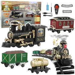 Lean Toys Električni vlak z lučmi, zvoki in daljinskim upravljalnikom – RC proga 206 cm (24 delov) Cene