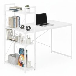 Modern Home Računalniška miza s policami in ojačano kovinsko konstrukcijo, 120cm, bela barva, (5000289822) Cene