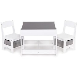  Ecotoys dječji set stola + 2 stolice bijelo-sivi Cijene