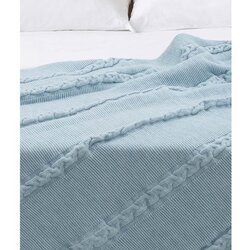 Oyo Concept Modro bombažno pregrinjalo za zakonsko posteljo 200x220 cm Trenza – Oyo Concept Cene