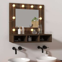 vidaXL Omarica z ogledalom in LED lučkami rjavi hrast 60x31,5x62 cm Cene