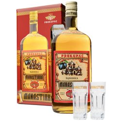 Prokupac Rakija Manastirka 1l + 2 čaše Cene