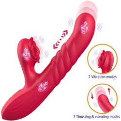 Erospace G-Spot Vibrator with Thrusting Motion & Clitoral Stimulation Sweet Play A2 Red Cene