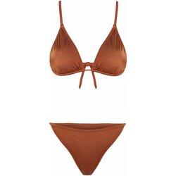 Trendyol Brown Triangle 3-Piece Bikini Set Cene