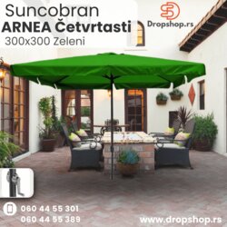 Arnea Četvrtasti Alu Suncobran 300x300 Zeleni Cene
