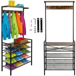 Ruhhy 27038 stalak za cipele 79 cm – metalni organizer s drvenim policama (3 razine, loft dizajn) Cene