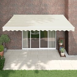vidaXL Zložljiva tenda krem 4x3 m blago in aluminij Cene