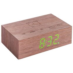 Gingko Electronics temno rjava lesena LED budilka Flip Click Cene