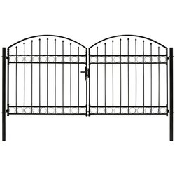  Dvojna vrata za ograjo zaobljena jeklo 300x150 cm črna Cene