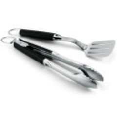 Weber Premium Grillbesteck 2-teilig Kompakt, Edelstahl, Schwarz Cene