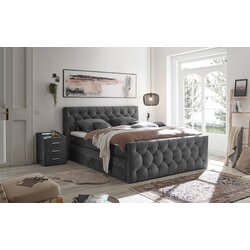 Esposa POSTELJA BOXSPRING 180 cm x 200 cm , tekstil, leseni material antracit Cene
