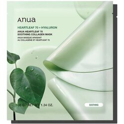 Anua Heartleaf 70% + Hyaluron Soothing Collagen Mask vlažilna maska za obraz s pomirjajočim učinkom 1 kos Cene