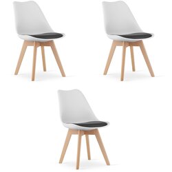 Brandless Set od 3 MARK crno-bijelih stolica s prirodnim nogama Cene