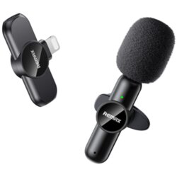 Remax bezicni mikrofon lavalier K09 1u1 za mobilni telefon iphone lightning crni Cene