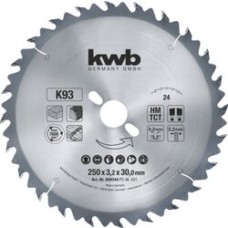 KWB rezni disk za cirkular 250x30 24Z, HM, za drvo/plastiku ( 49589344 ) Cene