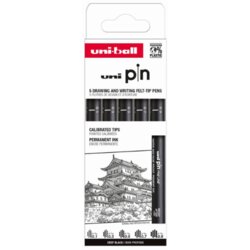 UNI ball Marker Uni pin set 0,1/0,3/0,5/0,7/0,9 mm crni Classic 5/1 Cene
