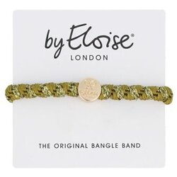 By Eloise London Woven Gold Circle Olive Green elastika za lase Cene