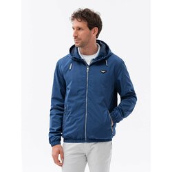 Ombre Men's classic cut hooded windbreaker jacket - dark blue Cene