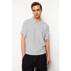 Trendyol Navy Blue Men's Regular/Normal Cut Striped Textured Polo Collar T-shirt Cene