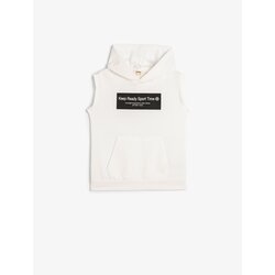 Koton Hooded T-Shirt Sleeveless Kangaroo Pocket Printed Cene