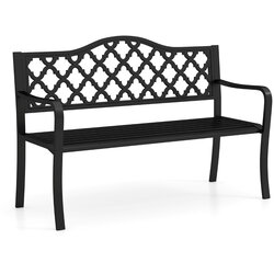 Costway Črna kovinska vrtna klop za 2 osebi 128 x 54 x 89 cm, (5000007136) Cene