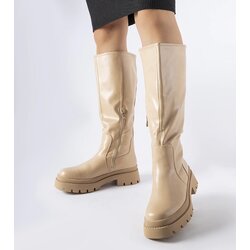 Gemre Beige Flat Classic Boots Christien Cene
