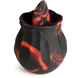 Bloomgasm - Black Kiss Rimming Rose Vibrator - Red/Black Cene