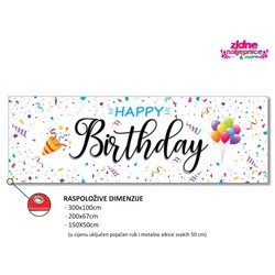 Vektor Grupa Party Natpis "Happy Birthday" 300x100 cm Cene
