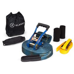 Klarfit Antero Slackline, 15 m x 5 cm, 2,5 m vrv z ragljo, 2 x zaščita za drevesa, vključno s pomožnim slackline-om in torbo za prenašanje Cene