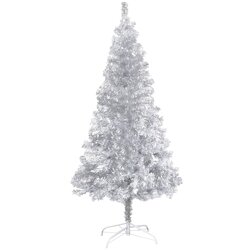 vidaXL Umjetno božićno drvce sa stalkom srebrno 150 cm PET Cijene