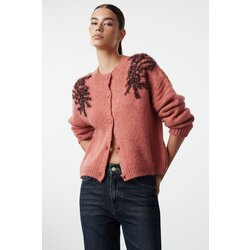 Trendyol tile soft textured shiny glitter embroidered knitwear cardigan Cene