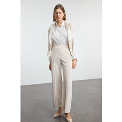 Trendyol Beige Wide Leg High Waist Woven Trousers Cene