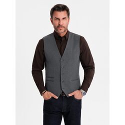 Ombre Men's suit vest with classic detailing and lining - graphite Cene